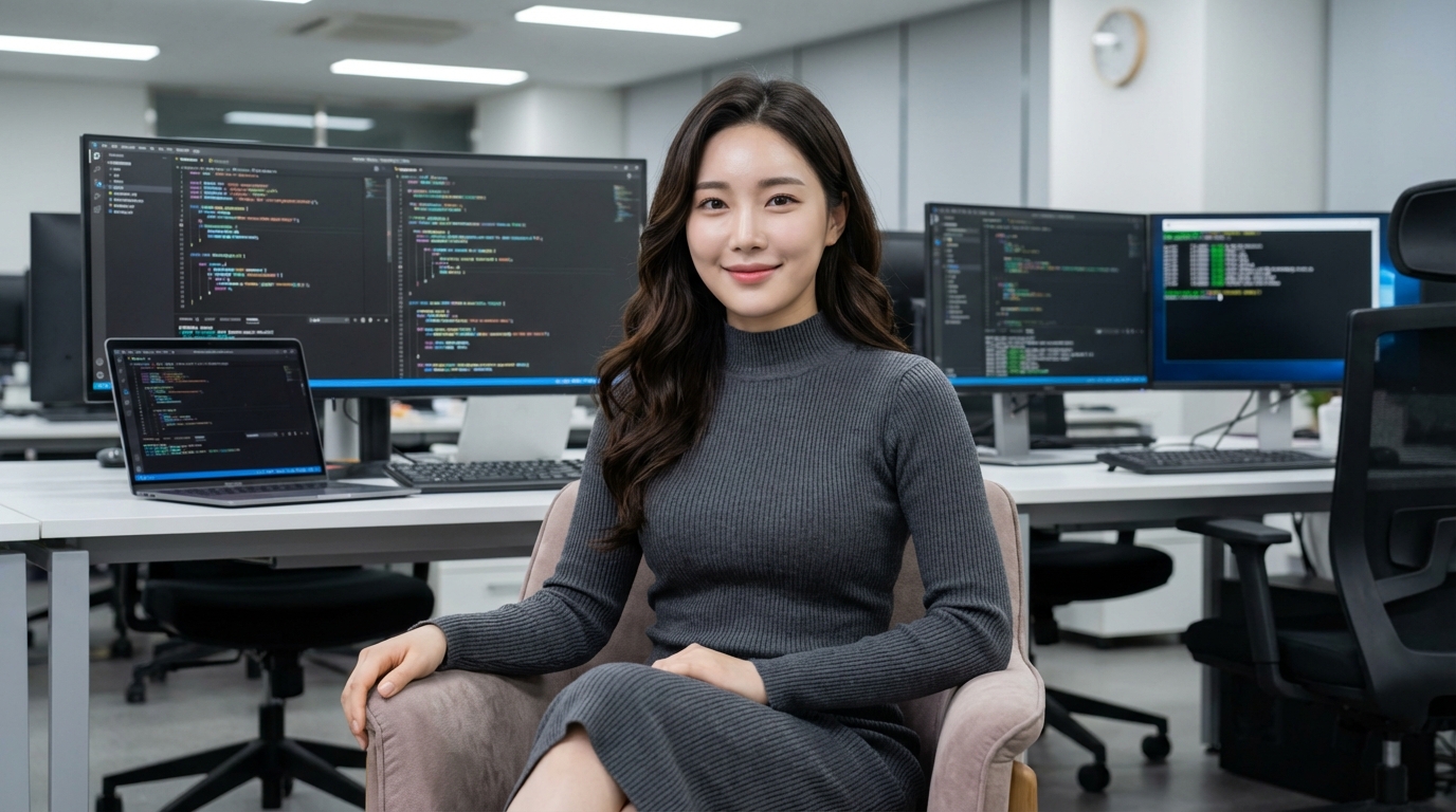 AI 코딩 에이전트 대시보드를 확인하는 개발자 - AI generated