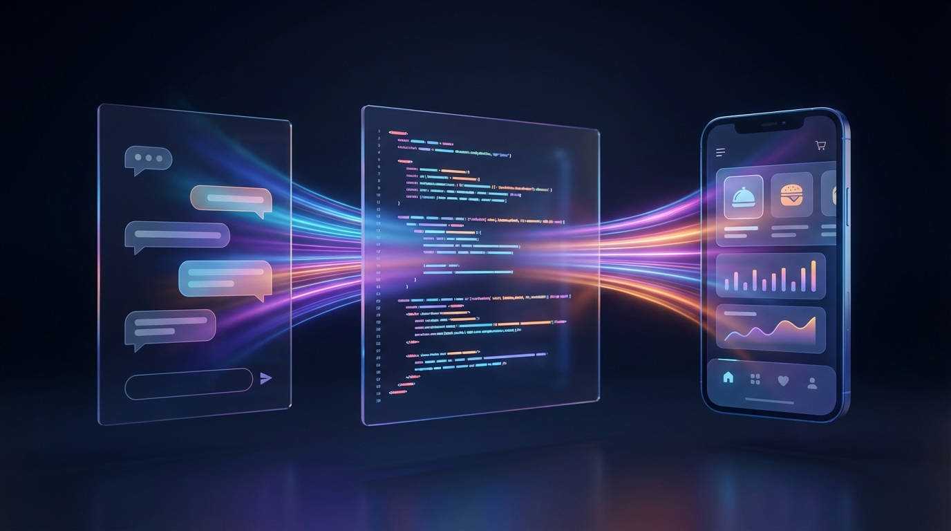 AI Studio Build Mode 3분할 인터페이스 시각화 - AI generated