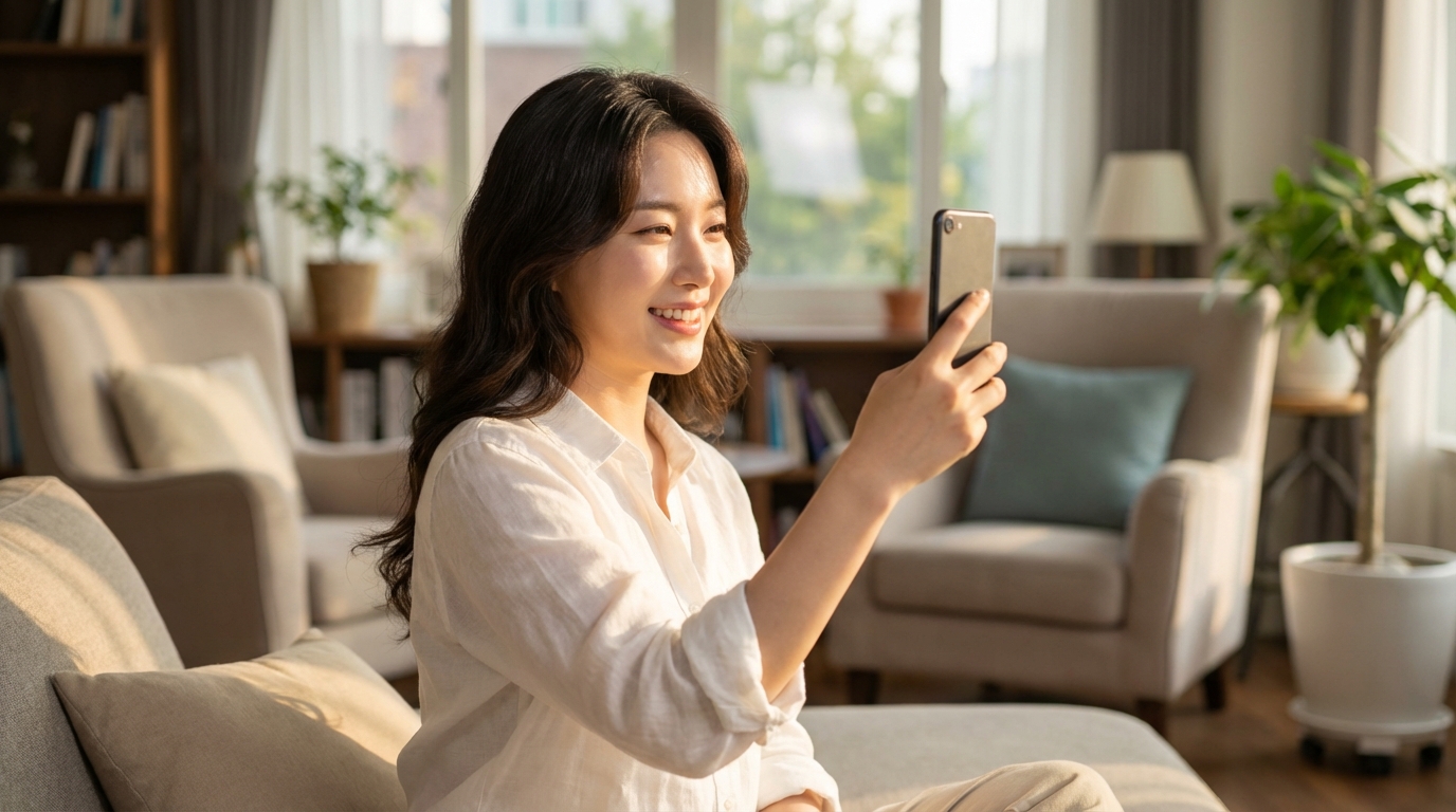 스마트폰으로 직접 만든 앱을 테스트하는 모습 - AI generated