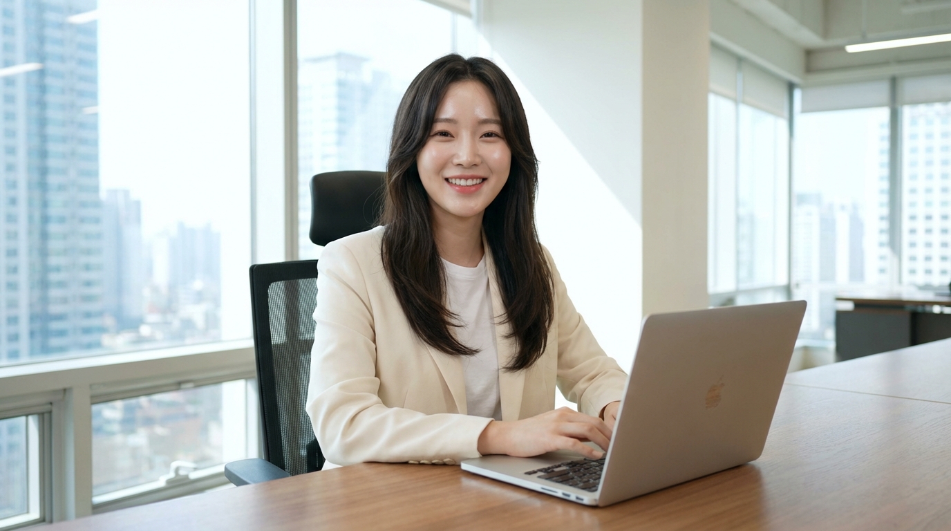 AI 사이버보안 분야를 설명하는 여성, AI generated