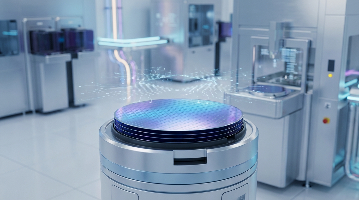 AI 반도체 제조 클린룸의 실리콘 웨이퍼, AI generated