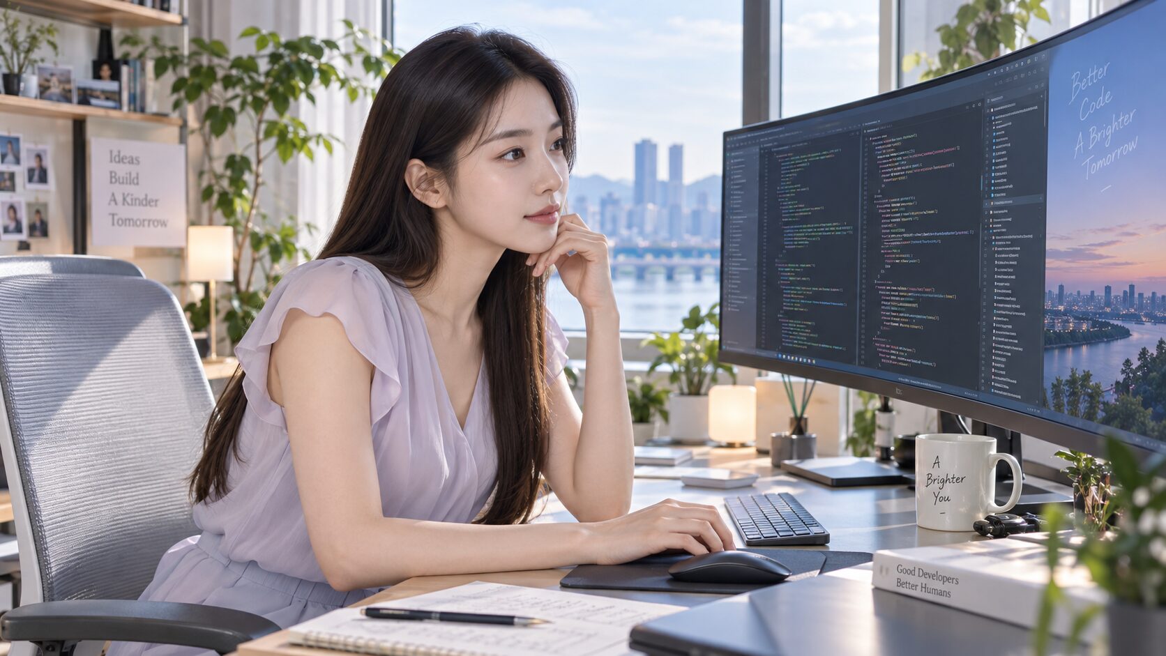 노트북 앞에서 색인 점검표를 확인하는 사람, AI generated